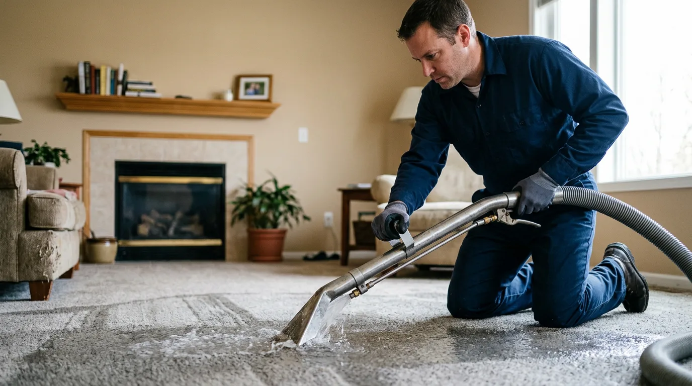 Water damage restoration technician working near New Franken, WI